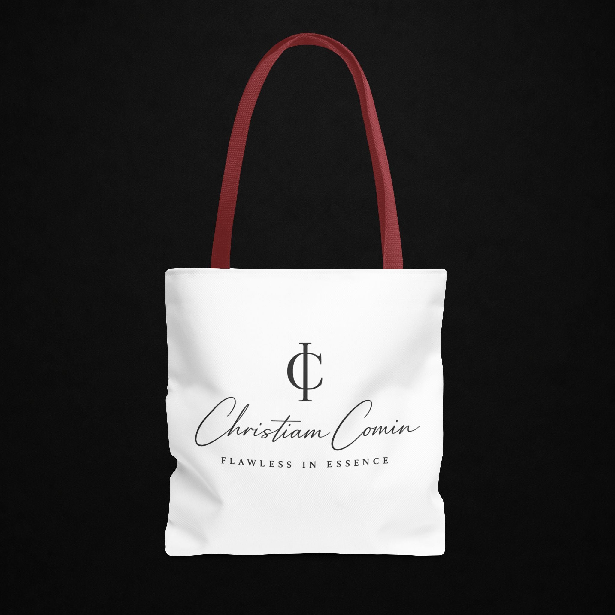 Christiam Comin Logo Tote Bag — Elegant Script Monogram Canvas Tote