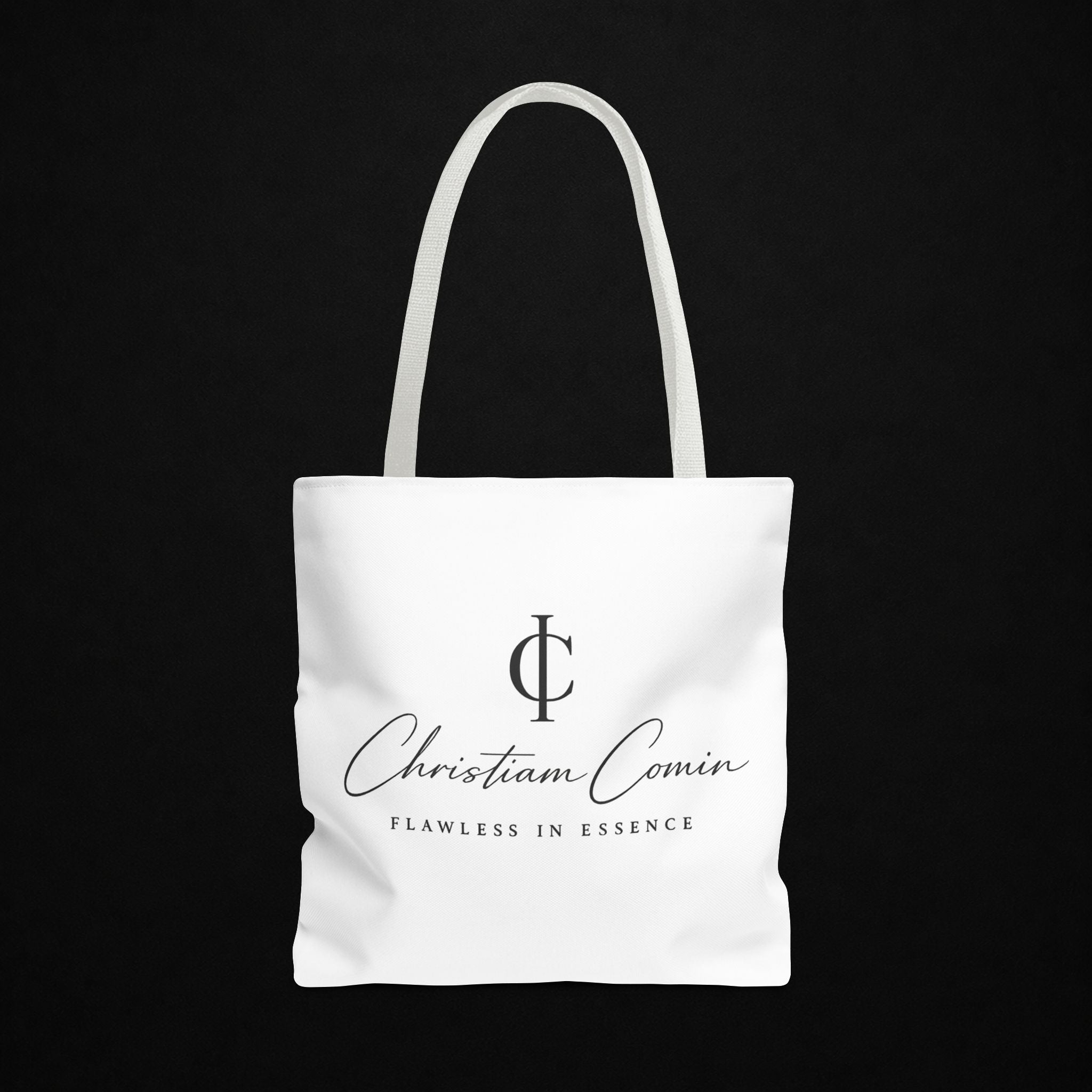 Christiam Comin Logo Tote Bag — Elegant Script Monogram Canvas Tote