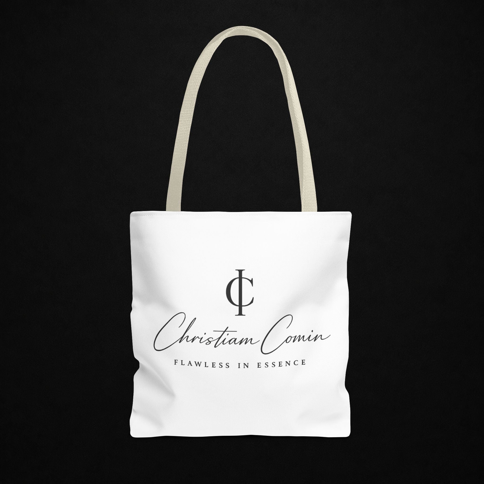 Christiam Comin Logo Tote Bag — Elegant Script Monogram Canvas Tote