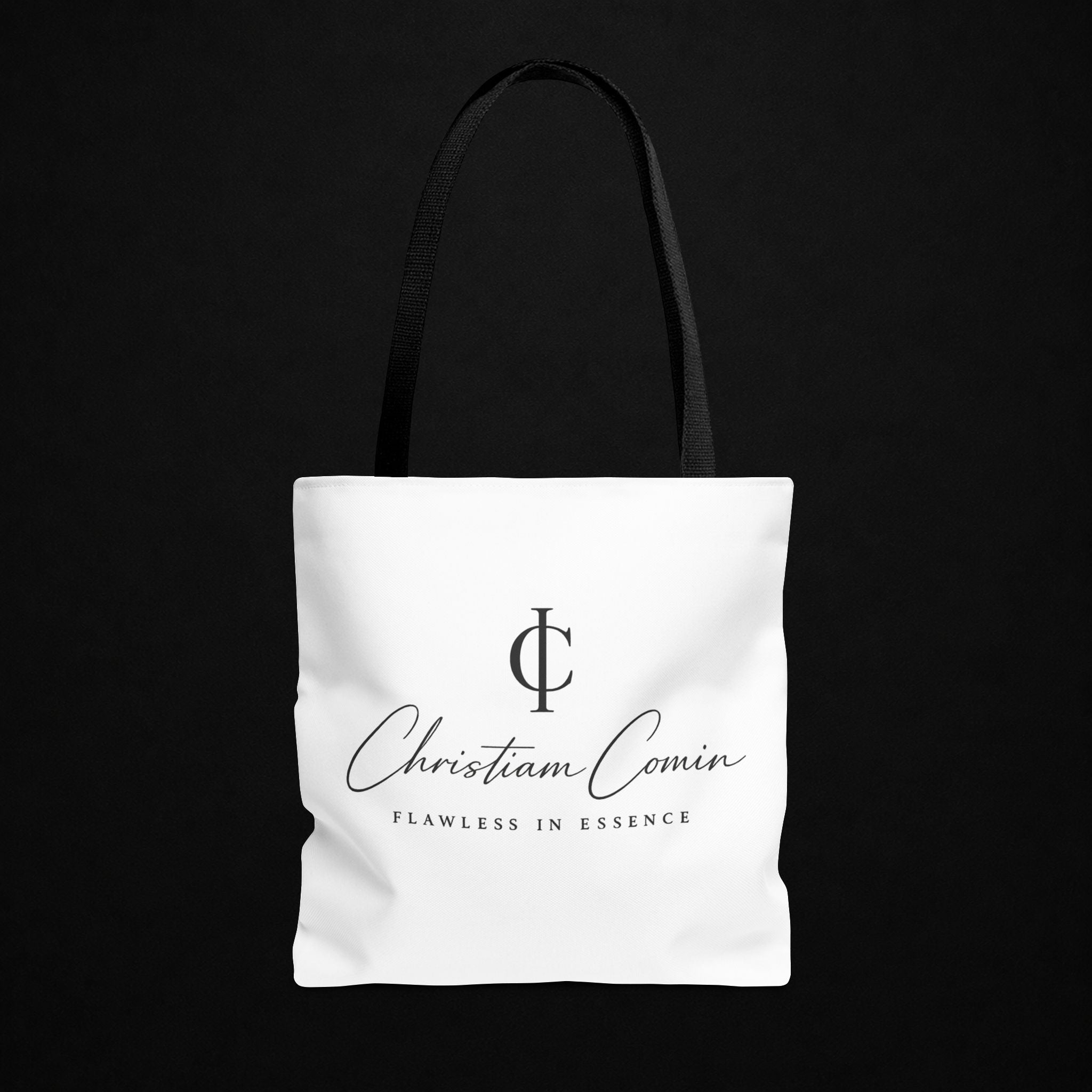 Christiam Comin Logo Tote Bag — Elegant Script Monogram Canvas Tote
