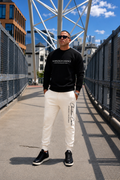 Black Crewneck + Ivory Jogger Set