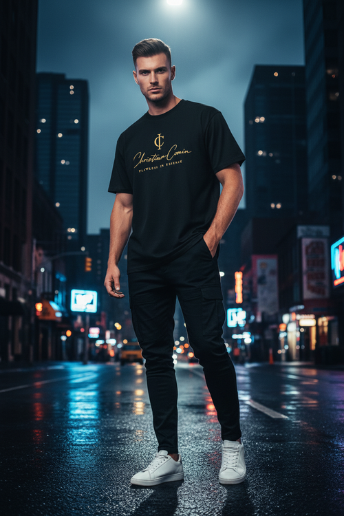 Christiam Comin Black Tee WOW Male City