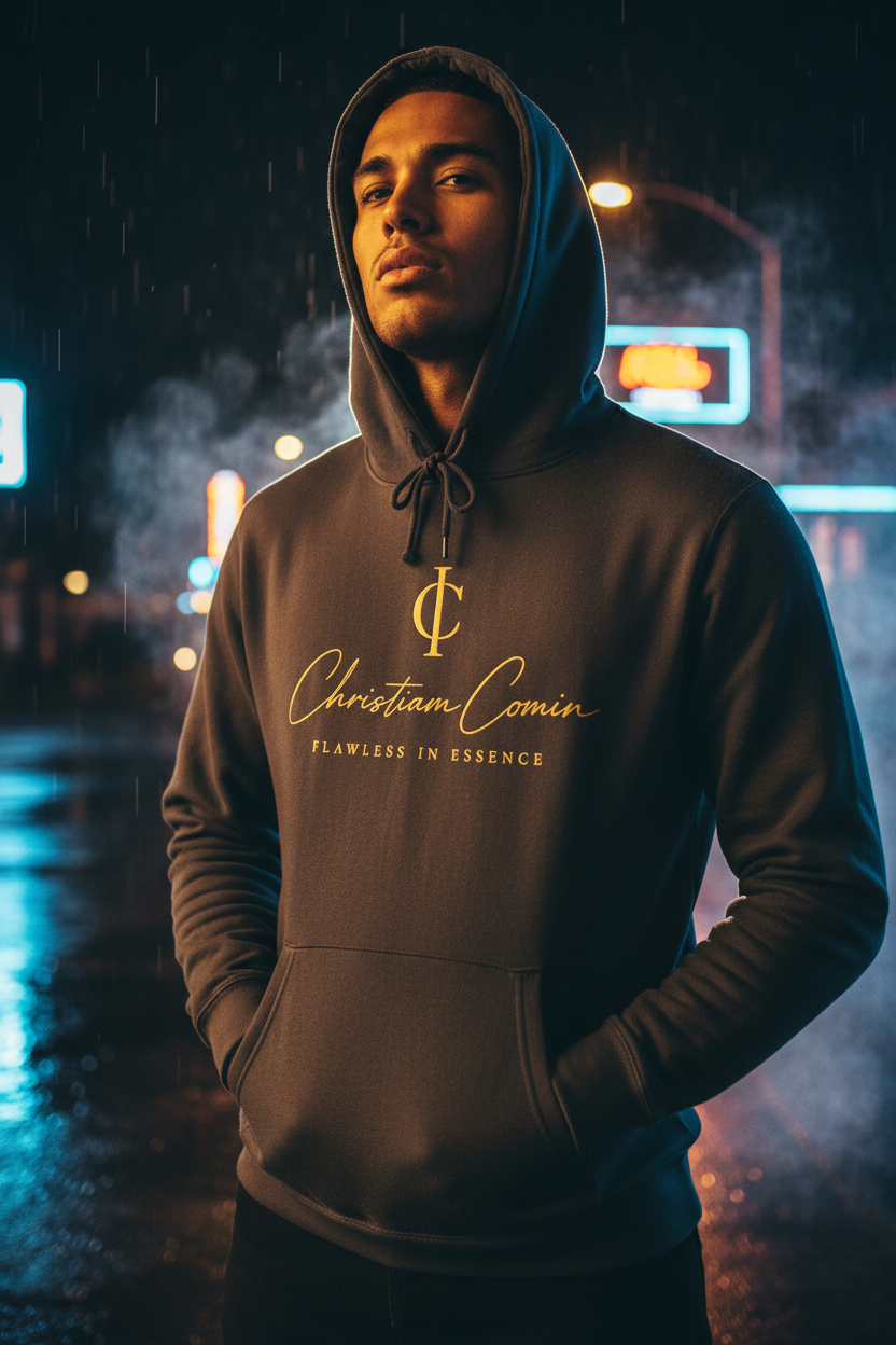 Male Model Black Hoodie Hero Shot
