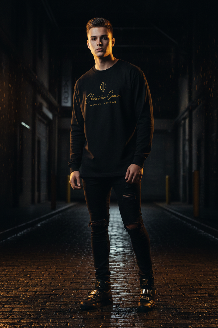 Male Model Black Long Sleeve